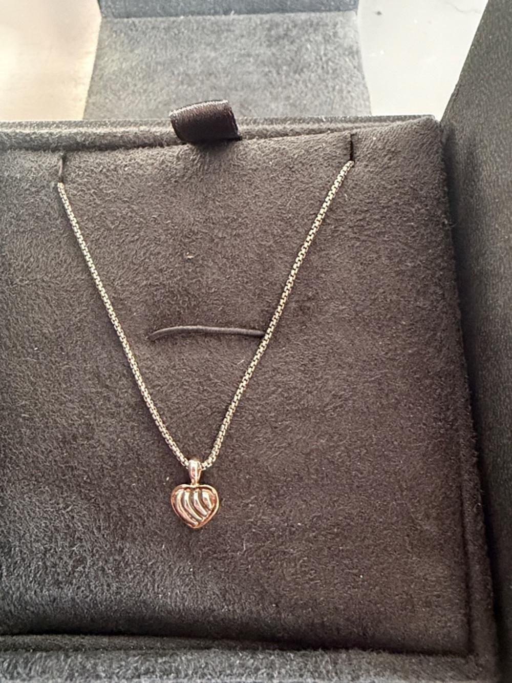 David Yurman Silver Heart Cable Pendant Necklace